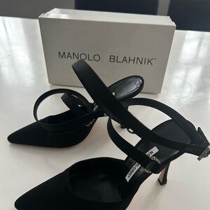 Manolo Blahnik Strappy Black Heels